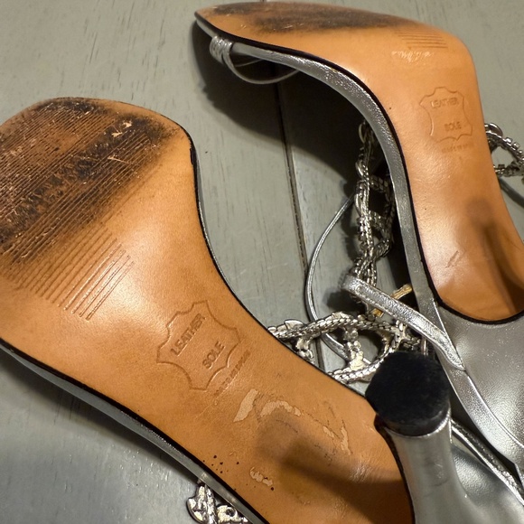 Stuart Weitzman - Crystal+Leather Silver Slings - Picture 9 of 10